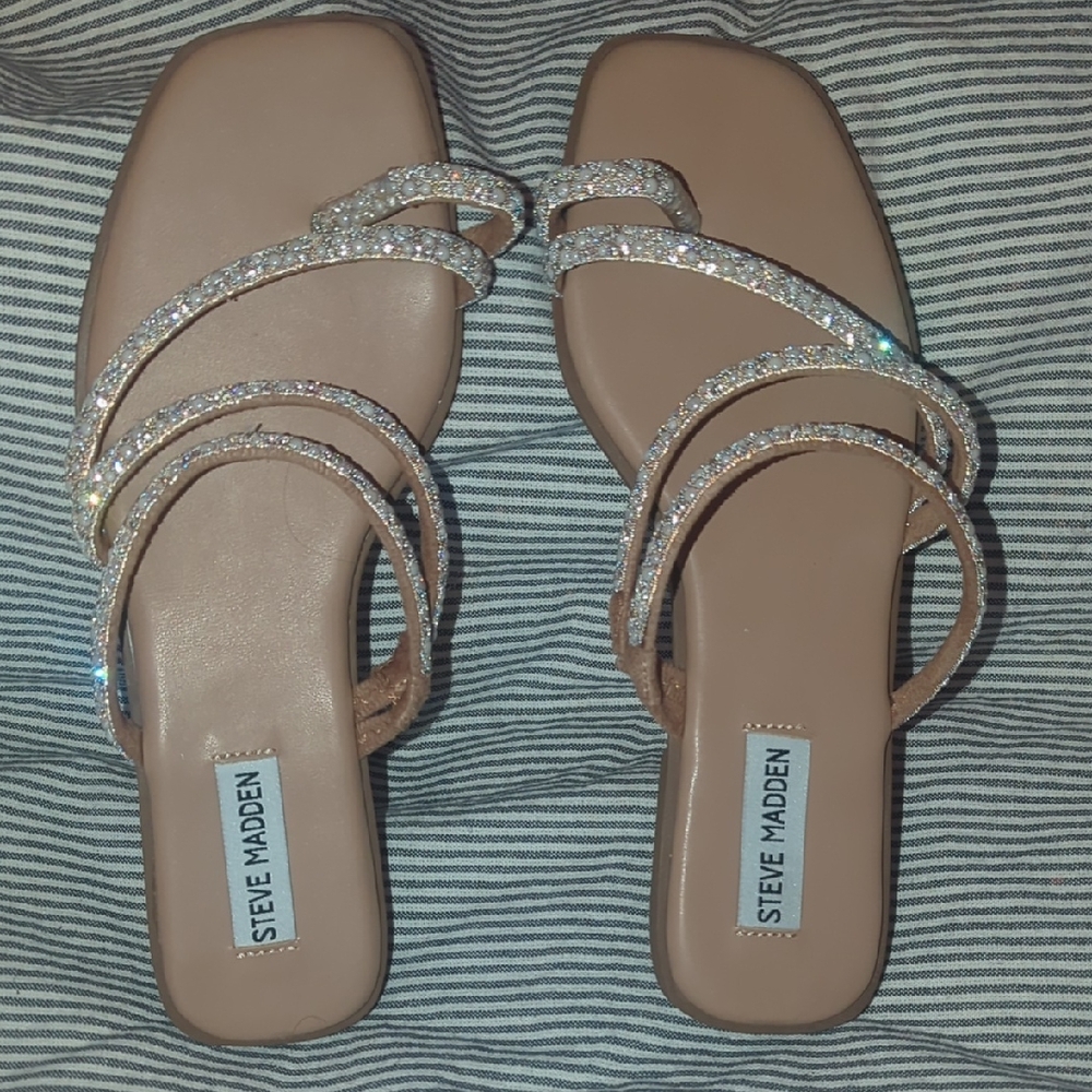 Steve Madden Beige Sandals with Glittering Straps